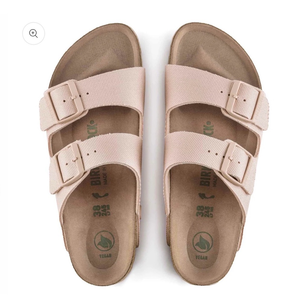 NWT Birkenstock Arizona Vegan Double Strap Sandals - Light Pink EU 39